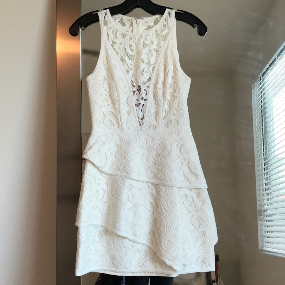 Mini white lace formal dress